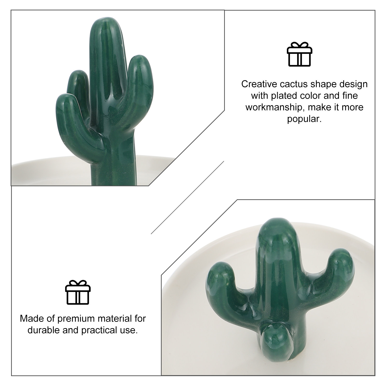 Home Bathroom Organizer - 1Pcs Premium Ceramic Cactus Jewelry Plate